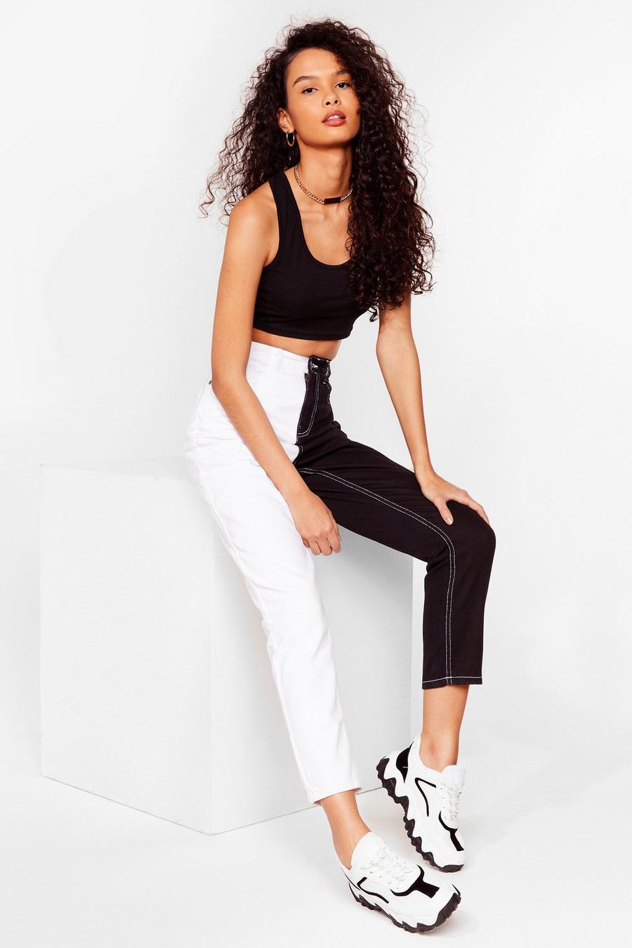 Two Tone High Waisted Mom Jeans